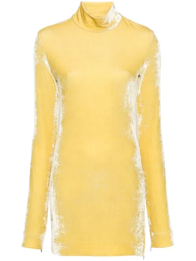 Jil Sander Long-sleeve Velvet Blouse In Yellow