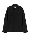 Jil Sander Long-sleeve Wool Flannel Overshirt In Black