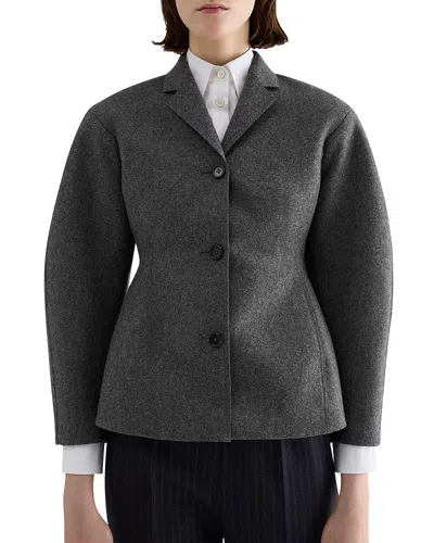 Jil Sander Long Sleeve Wool Jacket In Gray