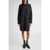 Jil Sander Long Sleeve Wool Polo Dress In Black