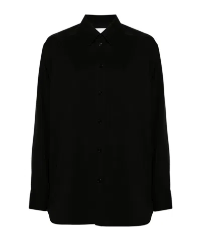 Jil Sander Long-sleeve Wool Shirt In Black
