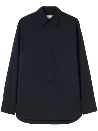 Jil Sander Long-sleeve Wool Shirt In Blue
