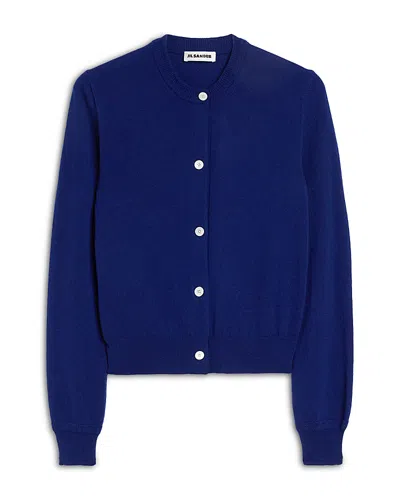 Jil Sander Long Sleeve Wool Sweater In Blue