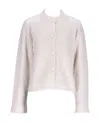 Jil Sander Long-sleeved Alpaca-wool Blend Cardigan In White
