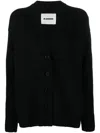 Jil Sander Long-sleeved Black Cashmere Cardigan In Black