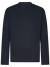 Jil Sander Long-sleeved Blue T-shirt With Logo And Chest Pocket