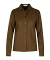 Jil Sander Wool Shirt With Collared Neck And Buttoned Cuffs In Brown