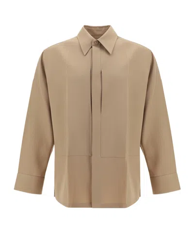 Jil Sander Long-sleeved Buttoned Shirt In Nude