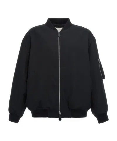 Jil Sander Blouson Wool Gabardine Bomber Jacket In Blue