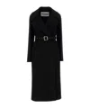Jil Sander Wool Coat With Belted Waist And Notched Lapels In Black