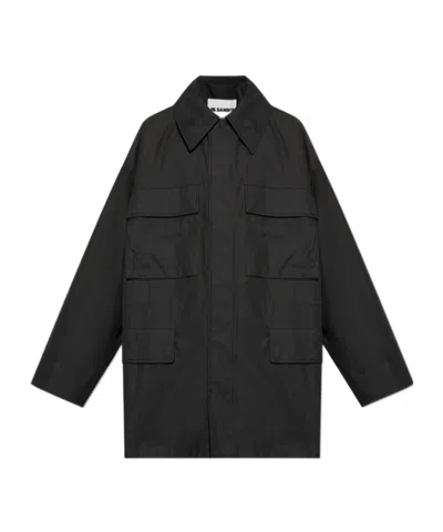 Jil Sander Long-sleeved Coat In Black