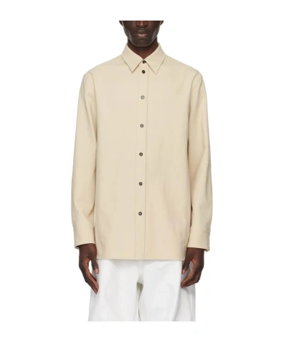 Jil Sander Long-sleeved Cotton Shirt In Yellow