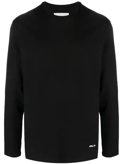 Jil Sander Long-sleeved Cotton T-shirt In Schwarz
