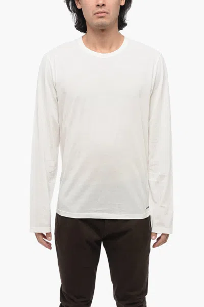 Jil Sander Basic Long-sleeved T-shirt In 104 Coconut