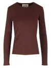 Jil Sander Long-sleeved Crewneck Top In Beige