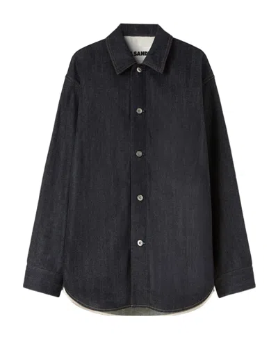 Jil Sander Long-sleeved Denim Shirt In Black