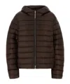 Jil Sander Hooded Quilted Down Jacket With Long Sleeves In Brown