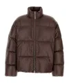 Jil Sander Nylon Down Puffer Jacket With High Collar In Brown