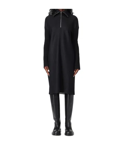 Jil Sander Long-sleeved Dress In Black