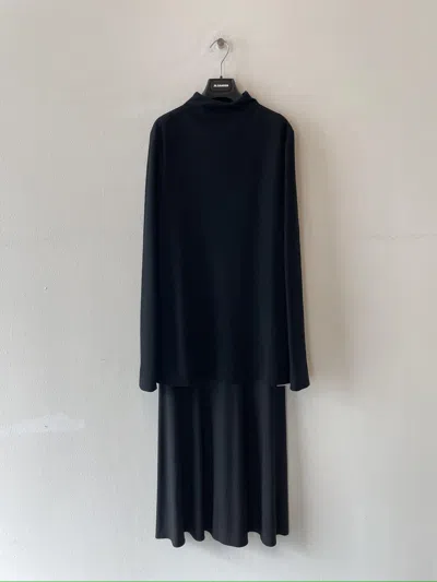 Jil Sander Long-sleeved Dress In Black