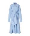 Jil Sander Belted Midi Dress With Classic Shirt Silhouette In Blue