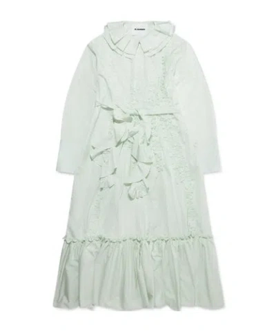 Jil Sander Long-sleeved Dress In White
