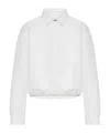 Jil Sander Cropped Jacket In Technical Fabric With Elasticated Bottom In White