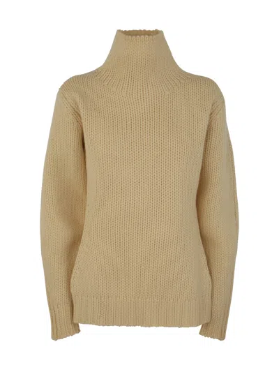 Jil Sander Long Sleeved Hign Neck Sweater In Brown