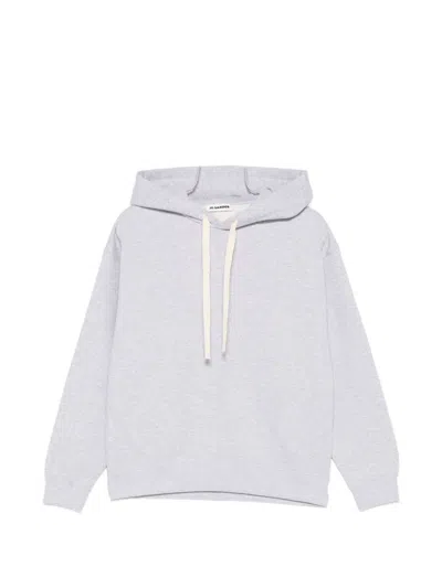 Jil Sander Long-sleeved Hoodie In Gray