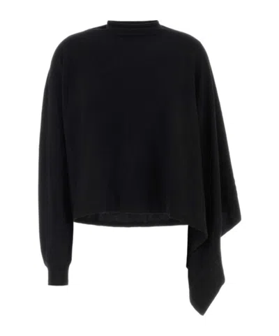 Jil Sander Wool Shawl Sweater In Black
