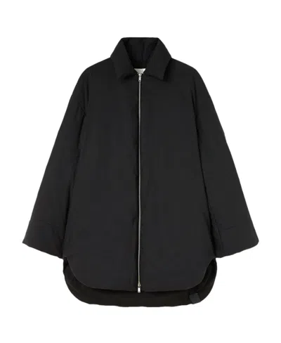 Jil Sander Long-sleeved Lapel Down Jacket In Black