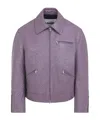 Jil Sander Long-sleeved Leather Jacket In Purple