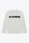 Jil Sander Crew Neck Long Sleeves T-shirt With Ribbed Collar And Printed Logo On The Front Clothing In White