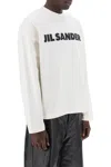 Jil Sander Men White Crewneck Sweatshirt With Contrasting Logo Print At The Front In Cotton Man In White