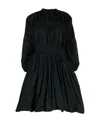 Jil Sander Long-sleeved Pleated Minidress In Black