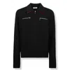 Jil Sander Black Sweater With Classic Collar And Front Zip Pockets In Wool Man In Black