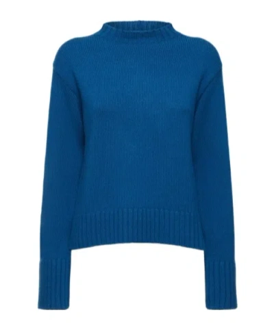 Jil Sander Long-sleeved Round Neck Sweater In Blue