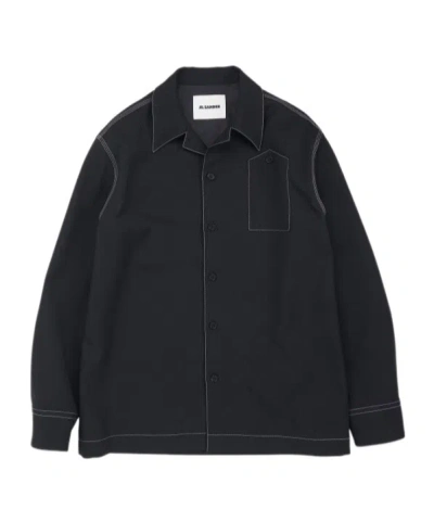 Jil Sander Long-sleeved Shirt In Black
