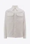 Jil Sander Long-sleeved Shirt With Flap Pockets In Neutral