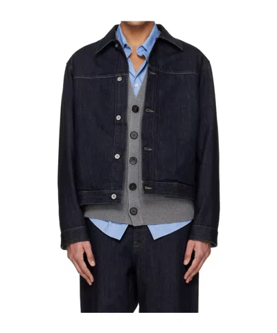 Jil Sander Long-sleeved Short Denim Jacket In Black