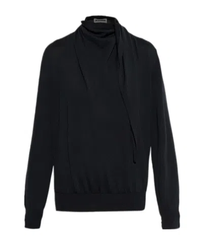 Jil Sander Long-sleeved Sweater In Black