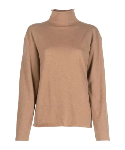 Jil Sander Long-sleeved Sweater In Brown