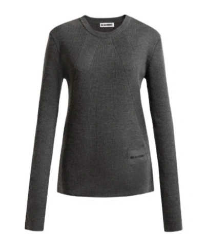 Jil Sander Long-sleeved Sweater In Gray