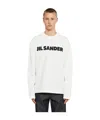 Jil Sander Men White Crewneck Sweatshirt With Contrasting Logo Print At The Front In Cotton Man