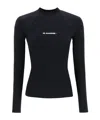 Jil Sander Long-sleeved Tech Fabric Top With Printed Logo In Black