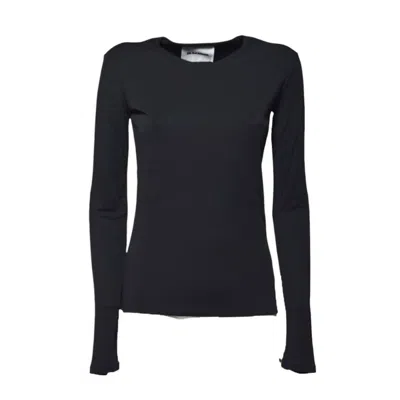 Jil Sander Long-sleeved T-shirt In Black Fluid Viscose