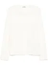 Jil Sander Long-sleeved Cotton Jersey T-shirt With Logo Detail In Weiss