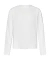 Jil Sander Long-sleeved White Cotton Jersey With Leather Patch In White