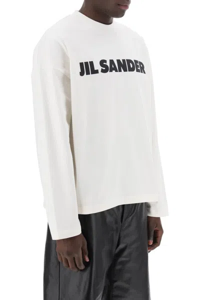 Jil Sander Long-sleeved T-shirt With Logo In White