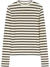 Jil Sander Fine Ribbed Off-white And Black Crew Neck Sweater In Neutral